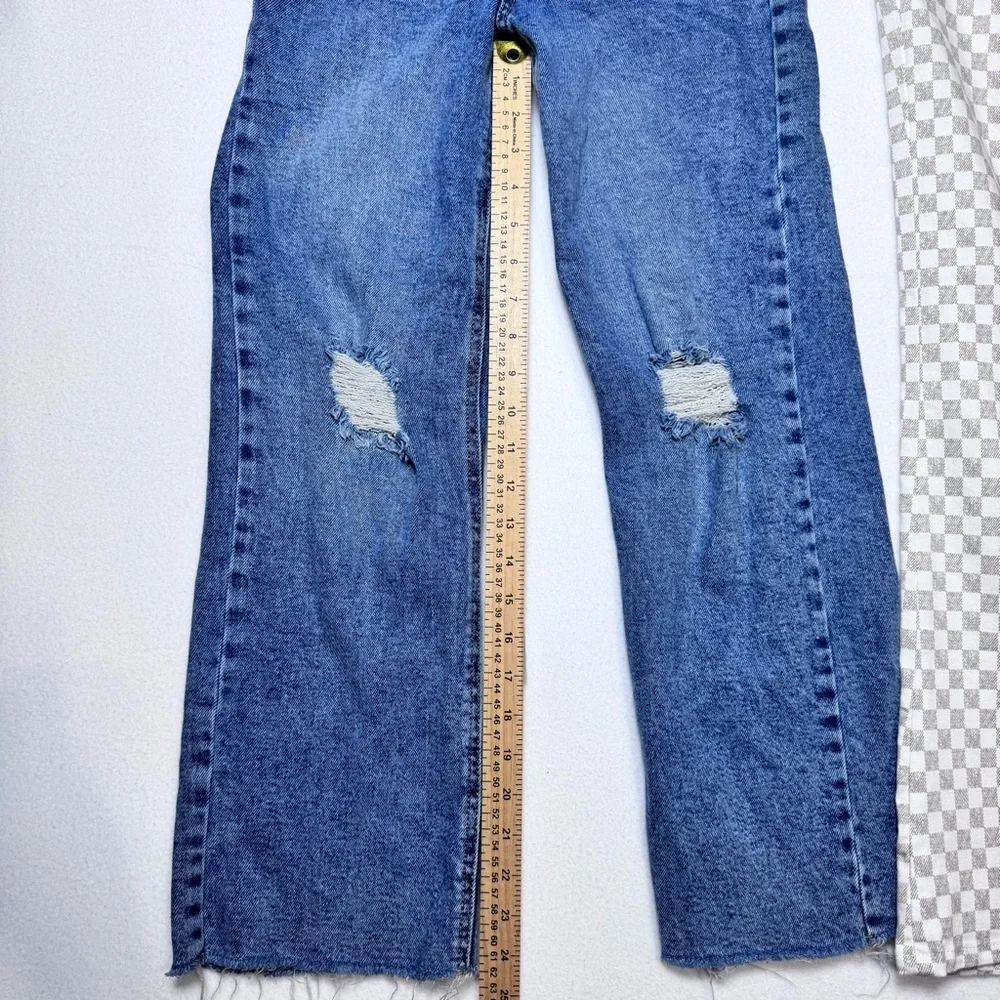 Bundle of 2: Distressed Blue Jeans & Checkered Flare Pants sz 12